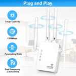 WiFi Extender,WiFi Repeater, 1200Mbps Booster Amplifier 2.4&5GHz Dual Band (8500sq.ft), 4 Antennas 360° Full Coverage Dual Band Signal Strong Penetrability, Supports Ethernet Port&AP Mode - Image 7