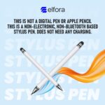Elfora 2 in 1 Universal Stylus Pen for iOS, Android & Windows | High Precision Capacitive Pen with Replaceable Nib | Lightweight Aluminum Body | Fine Point Disc Tip Touch Screen(White) - Image 3