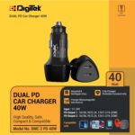 Digitek (DMC 2PD 40W) Dual Port Fast Car Charger with Dual Type-C PD Ports, Fast Charging Adapter for Android & iOS Smartphones, Tablets, iPads, Earbuds, Powerbank & Laptops (Black) - Image 4
