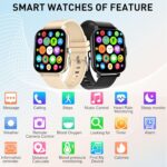 Smart Watch, 1.83" Upgraded Full Touchscreen Smart Watch for Android iPhones with Heart Rate Blood Pressure Monitor, Multiple Sports Fitness Tracker with Smart Watches for Women Men (Gold) - Image 4