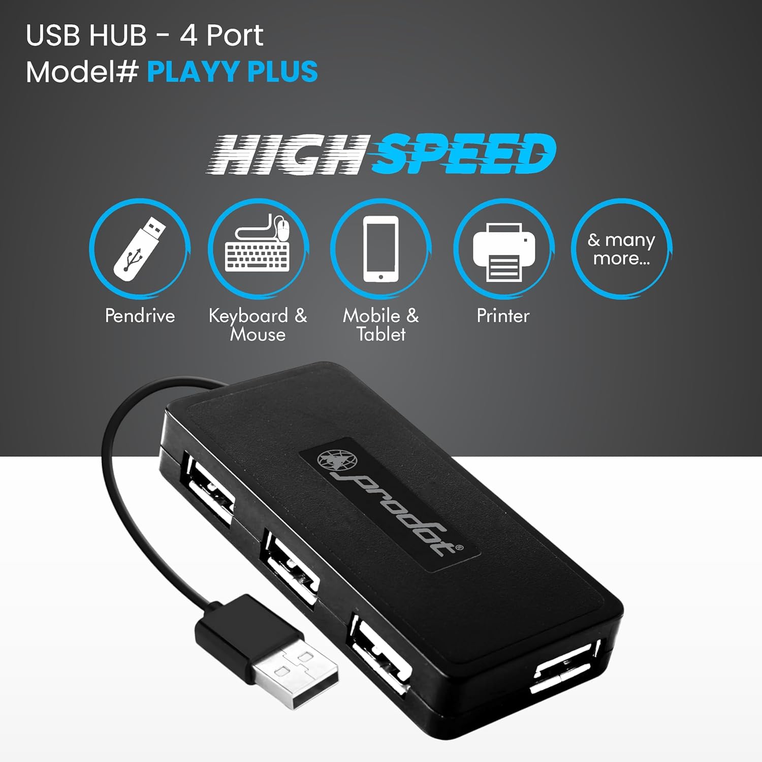 Prodot 5-in-1 Wired Combo Pack | Wired Keyboard + Palm Optical Mouse + 4 in1 Port USB Hub + USB Type-A to Type-C Converter + Anti-Slip Mouse Pad | for Laptop/Desktop Accessories - Image 3
