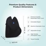 Back Support for Office Chair | Premium Memory Foam Lumbar Support Pillow | 5-Yr-Warranty | Orthopedic Backrest for Lower Back Pain Relief | Ergonomic Desk Chair & Car Cushion (Large)(Black) - Image 6