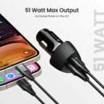 Portronics 51W Car Power 16 Fast Car Charger with Dual Output, 51 Watts Total (18W USB + 33W Type C PD), Fast Charging, Adapter for iPhone & Android Smartphones and Tablets (Black) - Image 3