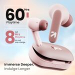 GOBOULT Z20 Pro Made in India Ear Buds Wireless with 60H Playtime, 4 Mics Calling, 45ms Latency Gaming, 13mm Bass Driver Earbuds Buds TWS Bluetooth Wireless Earphones (Candy Cane) - Image 4