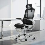 DROGO Ergonex Ergonomic Office Chair for Work from Home with Mesh, Armrest, 2D Headrest & Lumbar Support | Computer Chair for Study | Gaming Chair with Footrest & Heavy Metal Base (White/Black) - Image 3