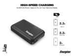 Energizer UE10045 10000mAh, Lithium Polymer Portable Power Bank with 2 Output Ports,Over Charging Protection,10W Fast Charging-Black - Image 4