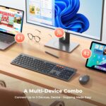 MEETION Wireless Keyboard and Mouse, Ultra Slim Multi-Device Bluetooth Keyboard Mouse, Low-Profile Full Size Keyboard, 1200-3200 DPI Mice, for Computer PC Laptop Tablet iPad, Windows/Mac - Image 3