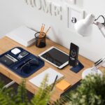 Premium Vegan Leather Valet Tray|Stylish & Modern Office Desk Tray| Table/Bedside/Entryway Organiser for Everyday Essentials Like Keys, Phone, Watch, Wallet, Jewellery|Spill-Proof|Blue - Image 4