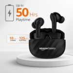 amazon basics TWS in-Ear Earbuds (AB-T10) with Fast Charging up to 50 Hours of Playtime | Dual 10mm Driver | IPX4 Water-Resistance | Bluetooth 5.3 | Charging Case with Mic | Touch Control (Black) - Image 3
