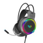 AULA S608 Wired Gaming Headset | RGB Lighting Effect with Stereo Sound |RGB Gaming Headphones | Closed Earmuffs Gaming Headphone with Adjustable Mic (Black) - Image 3