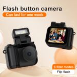 Retro Snap-on Camera, Mini Nostalgic Classic Vision Camera, Digital Photo Camera with Keychain, Mini Retro Camera Keychain, 1080p HD with LED Flash Light (128G) - Image 4