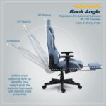 BAYBEE Drogo Ergo Plus Ergonomic Gaming Chair with Footrest,Breathable Fabric,Adjustable Seat&3D Armrest|Head&Massager Lumbar Support Pillow|Home&Office Chair with Full Recline Back(Blue) - Image 6