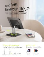 LISEN for iPad Stand Holder Adjustable Tablet Stand for Desk, Portable Monitor Stand Tablet Holder Travel Must Haves iPad Pro Holder Essentials for Tablets/Monitor/PS/Switch iPhone 15.6"-4.7" - Image 3