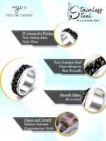 Yellow Chimes Rings for Men and Boys | Silver Rings for Men | Stainless Steel Rings for Men | Accessories Jewellery for Women | Birthday Gift for Men and Boys Anniversary Gift for Husband - Image 3