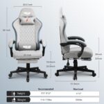 DROGO Throne Ergonomic Gaming Chair with Linkage Armrest, Footrest, Adjustable Seat & Fabric | Computer Chair with Head & Massager Lumbar Support Pillow | Home & Office Chairs with Recline (Grey) - Image 3