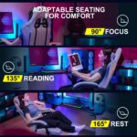 DROGO Throne Ergonomic Gaming Chair with Linkage Armrest, Footrest, Adjustable Seat & Fabric | Computer Chair with Head & Massager Lumbar Support Pillow | Home & Office Chairs with Recline (Grey) - Image 4