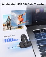 KEXIN 256GB USB C Thumb Drive Dual USB 3.0 Flash Drive USB-A & Type-C 100MB/s Swivel Pen Drive 256GB for Tablet iPhone 15/16 Car Game Console - Image 4