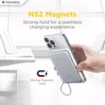 Neopack Powerlink 15W Magsafe, 10000 mAH Magnetic Wireless Power Bank with Digital Display for iPhone 12/13/14/15/16/17 Series and 20W Fast Charging for USB-C Enabld Devices (Silver) - Image 4
