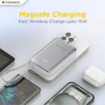 Neopack Powerlink 15W Magsafe, 10000 mAH Magnetic Wireless Power Bank with Digital Display for iPhone 12/13/14/15/16/17 Series and 20W Fast Charging for USB-C Enabld Devices (Silver) - Image 5