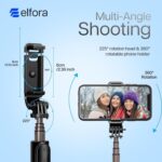 Elfora Bluetooth Selfie Stick Tripod Stand with 360 Degree Adjustable Compatible for iPhone and Android Smartphones, Perfect for Capturing Stunning Photos, Vlog and Photoshoot 90cm (Black) - Image 4
