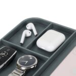 Premium Vegan Leather Valet Tray|Stylish & Modern Office Desk Tray| Table/Bedside/Entryway Organiser for everyday essentials like Keys, Phone, Watch, Wallet, Jewellery|Spill-Proof| Grey - Image 3
