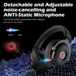EKSA E900 PRO Black Gaming Wired Over Ear Headphones with Virtual 7.1 Surround Sound, Noise Cancelling with Mic & Led, Compatible with PC and Gaming Console - Red and Black - Image 3