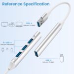 Tobfit USB Hub Dock (4-in-1), Multiport Adapter with 1 x USB 3.0 & 3 x USB 2.0 Ports, up to 5 Gbps High Speed Data Transfer for Laptop/PC - Image 3