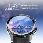 Pebble Gravity 1.43” AMOLED Smartwatch with Always-On Display | Bluetooth Calling, QR Payment, Compass | 700 Nits Brightness | Health & Fitness Tracking | Feather Touch UI, Premium Design - Black - Image 4