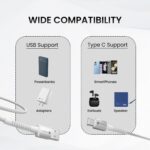 Portronics Konnect X USB to Type C Cable with 3A Output, Fast Charging & Data Transfer, Nylon Braided, Aluminium Alloy Shell, 1M Length compatible with Type C Smartphones(White) - Image 5