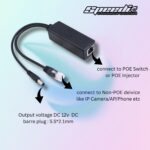 Speedio POE Splitter Adapter – 48V to 12V Power Over Ethernet IEEE 802.3af Compatible | RJ45 + DC 5.5mm x 2.1mm Connector for IP Camera, Access Point, Router, and Non-POE Devices (1) - Image 3