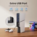 KIWIHOME PS5 Slim Cooling Fan, 3 Fans, Quiet, Adjustable Speed, LED, USB3.0 Port, 9.98 x 2.63 x 1.78 inches, Compatible with PS5 Slim Digital/Discs Edition - Image 4