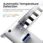 KIWIHOME PS5 Slim Cooling Fan, 3 Fans, Quiet, Adjustable Speed, LED, USB3.0 Port, 9.98 x 2.63 x 1.78 inches, Compatible with PS5 Slim Digital/Discs Edition - Image 5