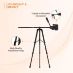 Amazon Basics 2-in-1 Lightweight Aluminium Tripod with Monopod | Multipurpose 3-Way Head | Extendable Height (52-160 cm) | Monopod Height (45-104 cm) | Includes Carry Bag | for DSLR Cameras & GoPro - Image 3