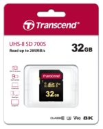 Transcend 700S 32GB SD Card, SDHC, V90, C10, UHS-II U3 (Read/Write - Up to 285/220 MB/s) 3D NAND Flash, Five-Year Limited Warranty, Video Record 8K - TS32GSDC700S - Image 3