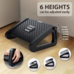 Foot Rest, Six Heights Adjustable Foot Rest for Under Desk at Work, Ergonomic Foots Stool for Under Office Desks, Under Desk Footrest with Foot Massage Roller, Chair Footrest for Leg Rests - Image 3