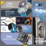 GOBOULT Newly Launched Crown Smart Watch 1.95'' Screen, BT Calling, Working Crown, Zinc Alloy Frame,900Nits Brightness, AI Voice Assistant, SpO2 Monitoring, 120+ Sports Mode (Chrome) - Image 3