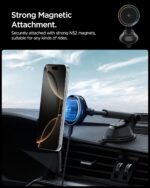 Spigen for Qi2 15w Magnetic Car Mount Charger Dashboard Type with Ultra Cooling Fan, Fast Wireless Charging, MagSafe Compatible for iPhone 17/16/15/13/12 (EV15MDA) - Black - Image 5