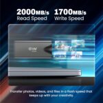 EVM Elite EnSave Pro 1TB External SSD High Speed,Upto 2000MB/s R,USB 3.2 Gen 2x2 Type-C,Metal Body,2m Drop Protection,4K ProRes 60FPS Video Capture,PC/Mac/Mobile Compatible,10-Yr Wty(EPSSDPro/1T) - Image 3