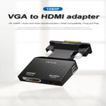 Portable VGA to HDMI Adapter/Converter with Audio (Old PC to TV/Monitor with HDMI), Male VGA to HDMI Female Video Adapter for TV, Computer, Projector with Audio, Power Cable (Black) - Image 3