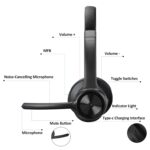 Bluetooth Headphones V5.0, EKVANBEL Wireless Headphones with Noise Cancelling Microphone, On Ear Wireless Headset for Cell Phones Laptop Computer - Image 3