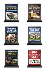 Abs Sign Holder Table Sign Holder Double Sided A4 Size Clear Plastic Desktop Display Holder Menu Stand Sign Holders for School, Office, Hotel, Party (NO LED and NO Battery Not A Light Box) - Image 3