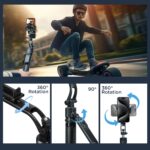 HIFFIN H8 AI-Powered 360° Auto Face Tracking Selfie Stick Tripod | 63-inch/160 cm Long Aluminium Extension Stand for Mobile & Camera | Quad-Leg Stability, Auto Rotation for Vlogging & Shooting - Image 5