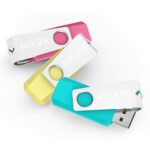KEXIN 64GB 3 Pack USB Flash Drive USB Flash Drive Thumb Drive Zip Drive USB 2.0 Memory Stick USB Drive with Keychain Pink, Yellow, Cyan - Image 3