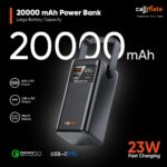 CALLMATE 20000mAh 23W Fast Charging Power Bank, USB-C PD + USB-A QC Output with Detachable Type-C & Lightn-ing Cable (LED Foldable Light with Digital Display)(Black) - Image 3