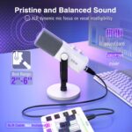 FIFINE XLR/USB Dynamic Microphone for Gaming, PC Computer Mic with RGB Lights, Gain Knob, Mute Button, Monitoring Jack, Gamer Mic for Podcasting, Recording Video Creation-AmpliGame AM8 White - Image 3