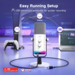 FIFINE XLR/USB Dynamic Microphone for Gaming, PC Computer Mic with RGB Lights, Gain Knob, Mute Button, Monitoring Jack, Gamer Mic for Podcasting, Recording Video Creation-AmpliGame AM8 White - Image 4