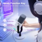 FIFINE XLR/USB Dynamic Microphone for Gaming, PC Computer Mic with RGB Lights, Gain Knob, Mute Button, Monitoring Jack, Gamer Mic for Podcasting, Recording Video Creation-AmpliGame AM8 White - Image 6