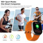 Vaku Luxos® Advanced Bluetooth Calling Smartwatch with 1.99" HD Display Heart Rate & ECG Monitor, Unlimited Watch Faces 10+ Sports Modes, Sleep Tracker, Silicone Strap- Orange - Image 3