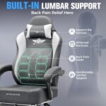 GTPLAYER Ergonomic Gaming Chair with Inbuilt Lumbar Cushion & Footrest, Premium Fabric, Office Chair for Work, Study Chair with Linked Armrests, Adjustable Headrest, 1 Year Warranty - Image 3