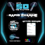 Hoppup Predator Xo1 Gaming Earbuds with 50H Playtime,13Mm Drivers,40Ms Low Latency,Enc Bluetooth Headset (Blue, True Wireless) - in Ear - Image 3